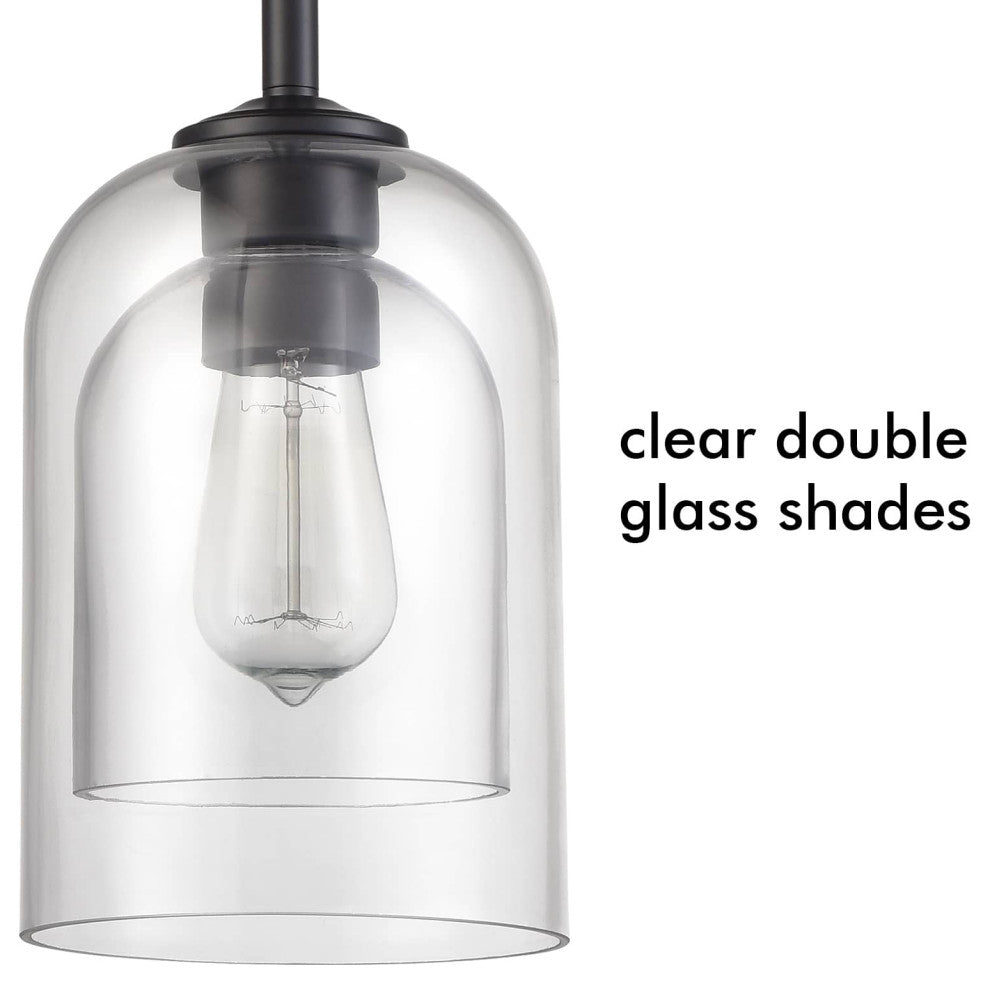 Black Farmhouse Mini Pendant Light with Clear Bell Shades