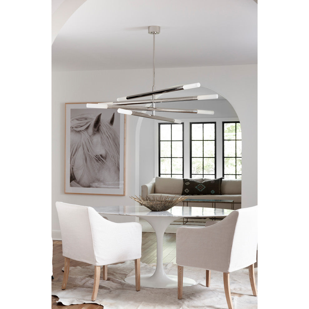 Wick Chandelier, Polished Nickel