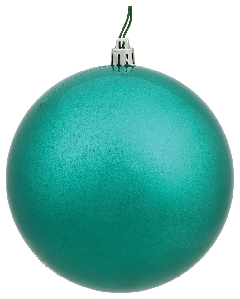 Vickerman N592042Dg 8" Teal Glitter Ball Ornament, 4 Per Set