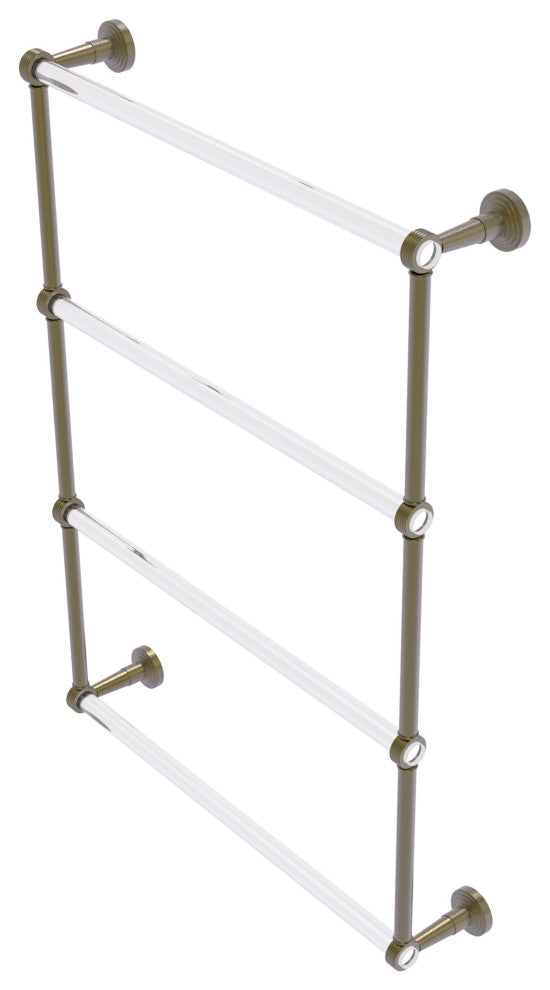 Pacific Beach 4 Tier 24" Ladder Towel Bar with Groovy Accents, Antique Brass