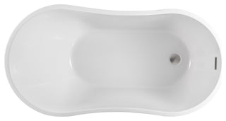 54" Freestanding Acrylic Soaking Bathtub, White/Brushed Nickel