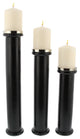 Set of 3 Modern 12, 15 and 18" Mango Wood and Metal Scroll Candle Holders
