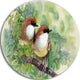 Birds Of Spring, Modern Animal Painting Disc Metal Artwork, 23"