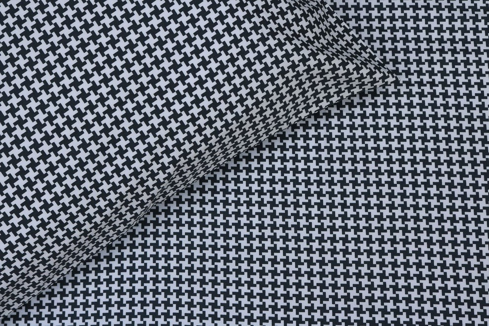 Slate And White Houndstooth Printed Sheet Set, 100% Cotton Matte Sateen