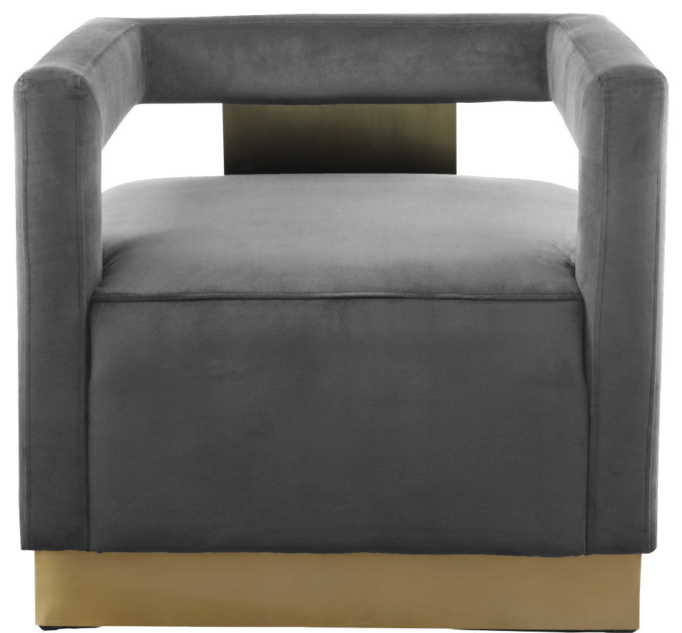 Armani Velvet Upholstered Accent Chair, Gray