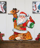 Santa On Giraffe Wooden Holiday Decorative Door Hanger