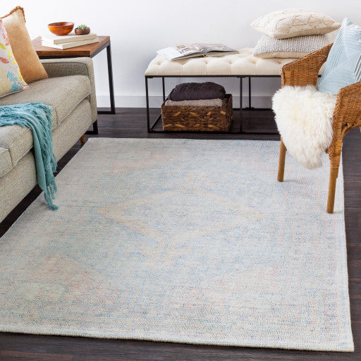Surya Oregon ORG-2302 8'x10' Rug, Sky Blue/Navy/Peach/Bright Yellow/White