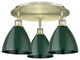 Ballston Dome-3 Light 19" Flush Mount-Antique Brass, Green Shade