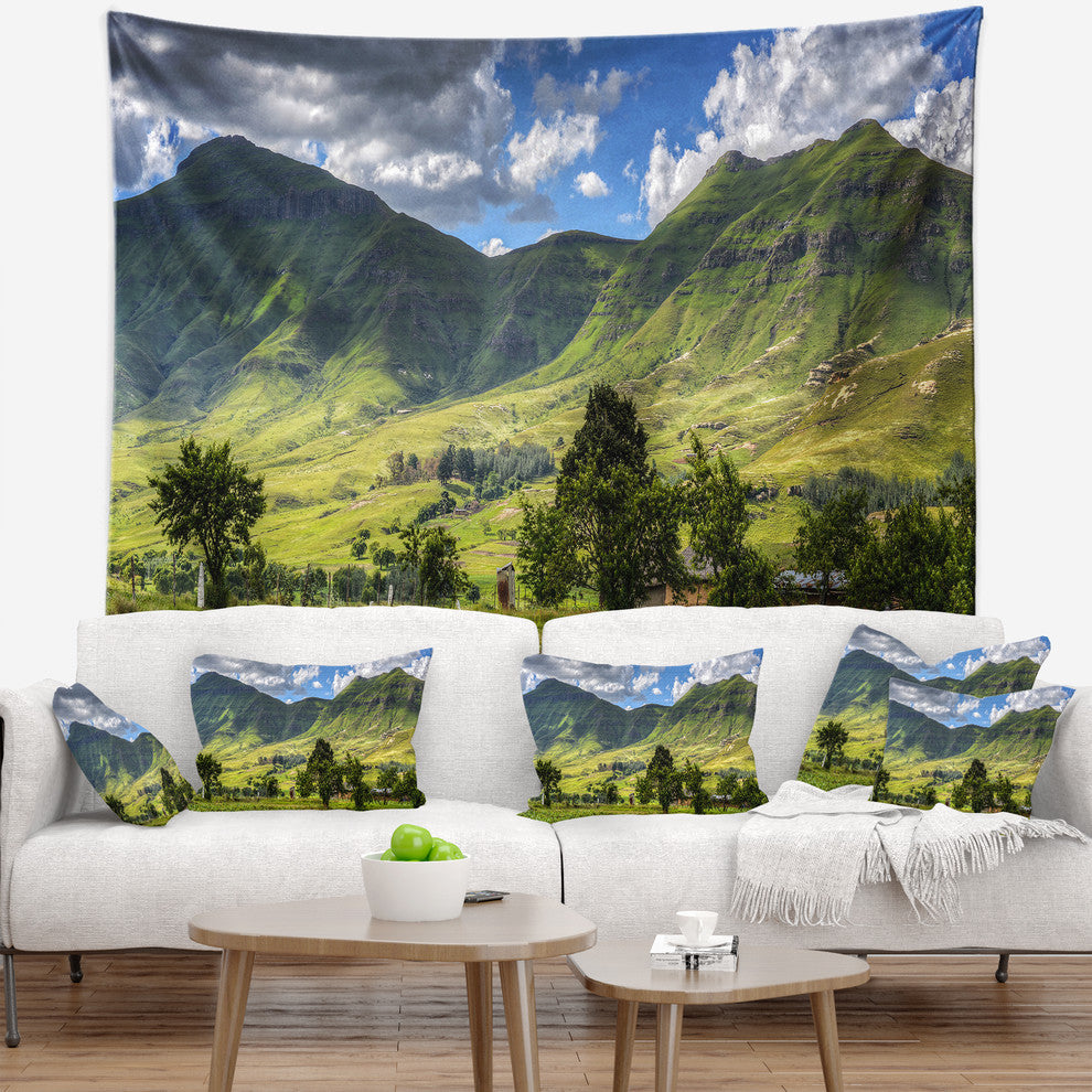 Lesotho Mountains Panorama Landscape Wall Tapestry, 92"x78"