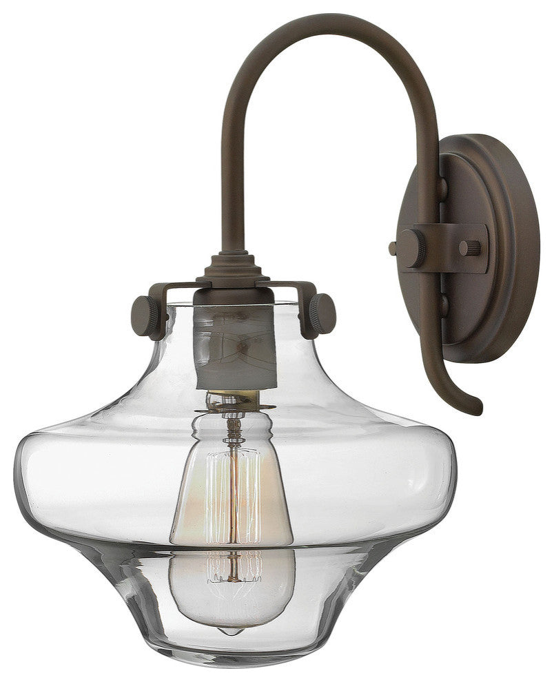 Hinkley Congress Sconce Hurricane Glass Single Light Sconce, Oil Rubbed Bronze