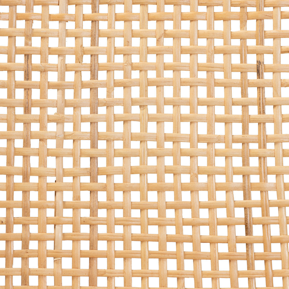 Caspia Modern Walnut Brown Finished Wood and Natural Rattan Dining Chair Set