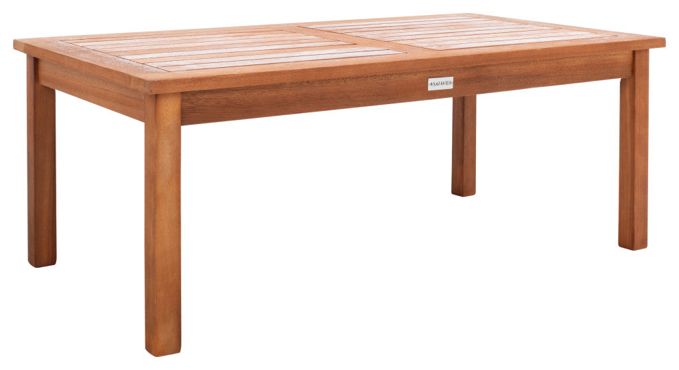 Safavieh Chaston Indoor-Outdoor 4-Piece Living Set, Natural Wood/Navy Cushion