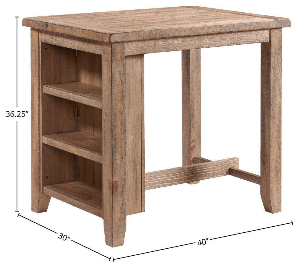 Highland Table With 3 Open Shelves, Sandwash