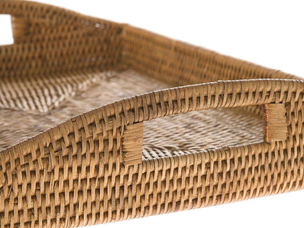 La Jolla Rattan Rectangular Serving Tray, Honey-Brown