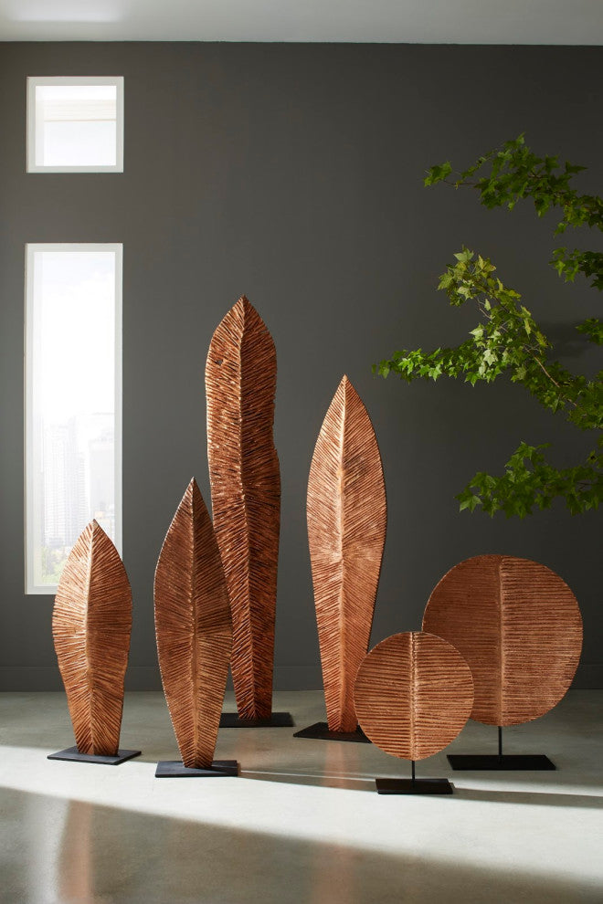 Carved Leaf on Stand, Copper Leaf, Large