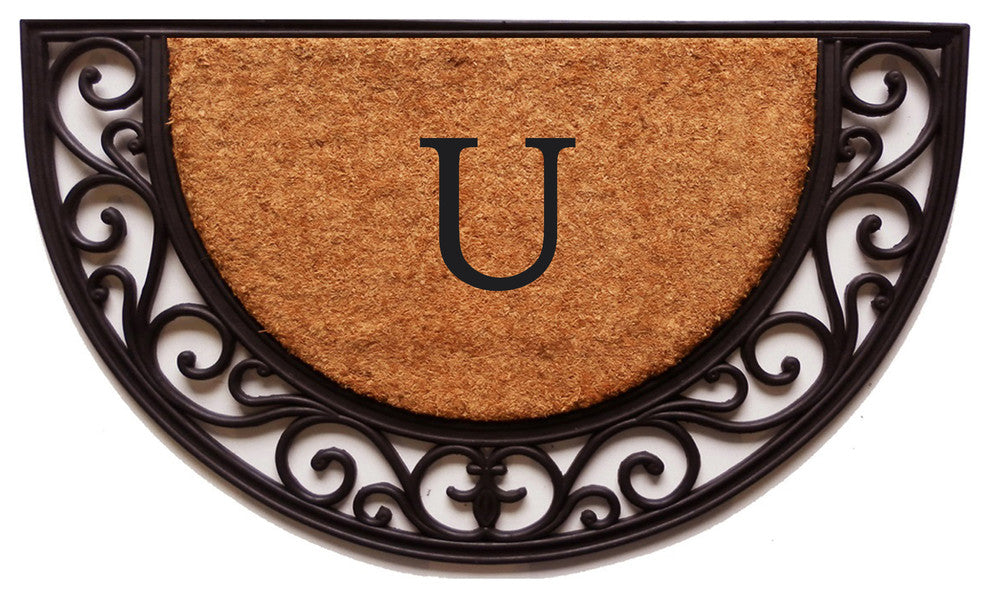 Plantation Arch Monogram Doormat 18"x30", Letter U