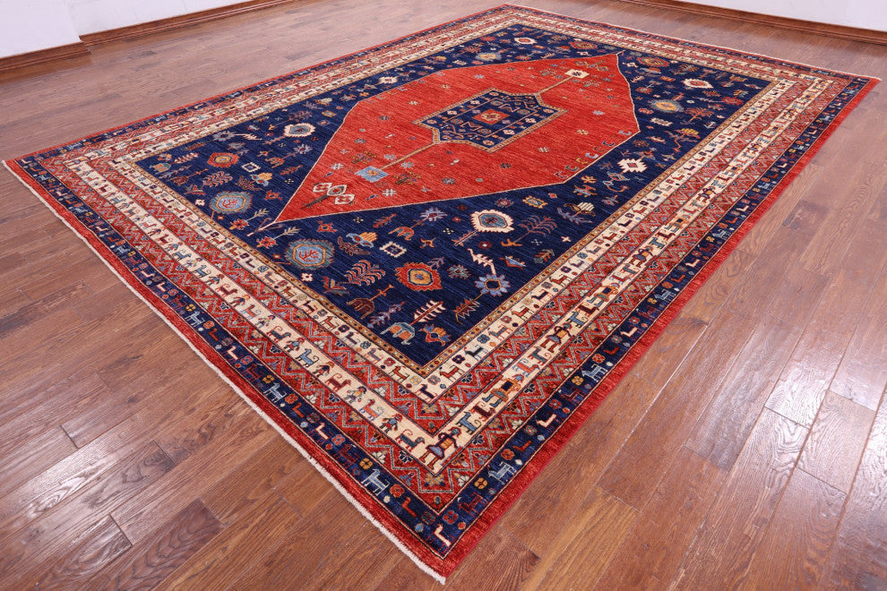 9' 11" X 13' 9" Hand Knotted Persian Fine Serapi Wool Rug - Q12644