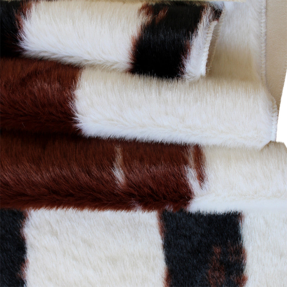 Naomi Collection Runner 3' x 9' Faux Cowhide Print Area Rug, Brown