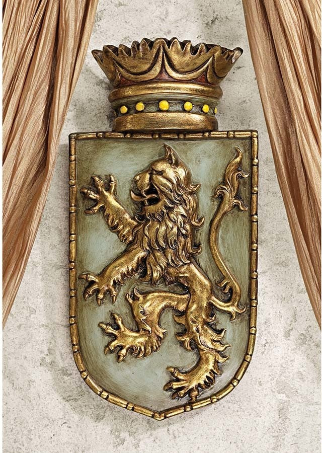 Medieval Rampant Lion Shield Plaque