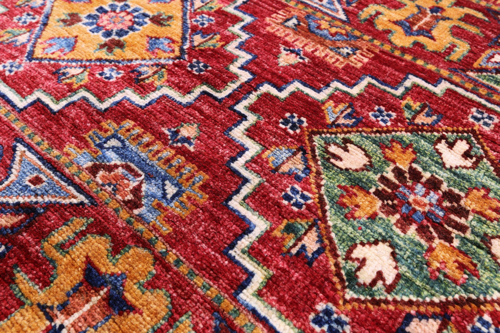 5' 8" X 8' 4" Super Kazak Khorjin Handmade Wool Rug - Q12913