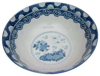 14" Ladies Blue and White Porcelain Bowl