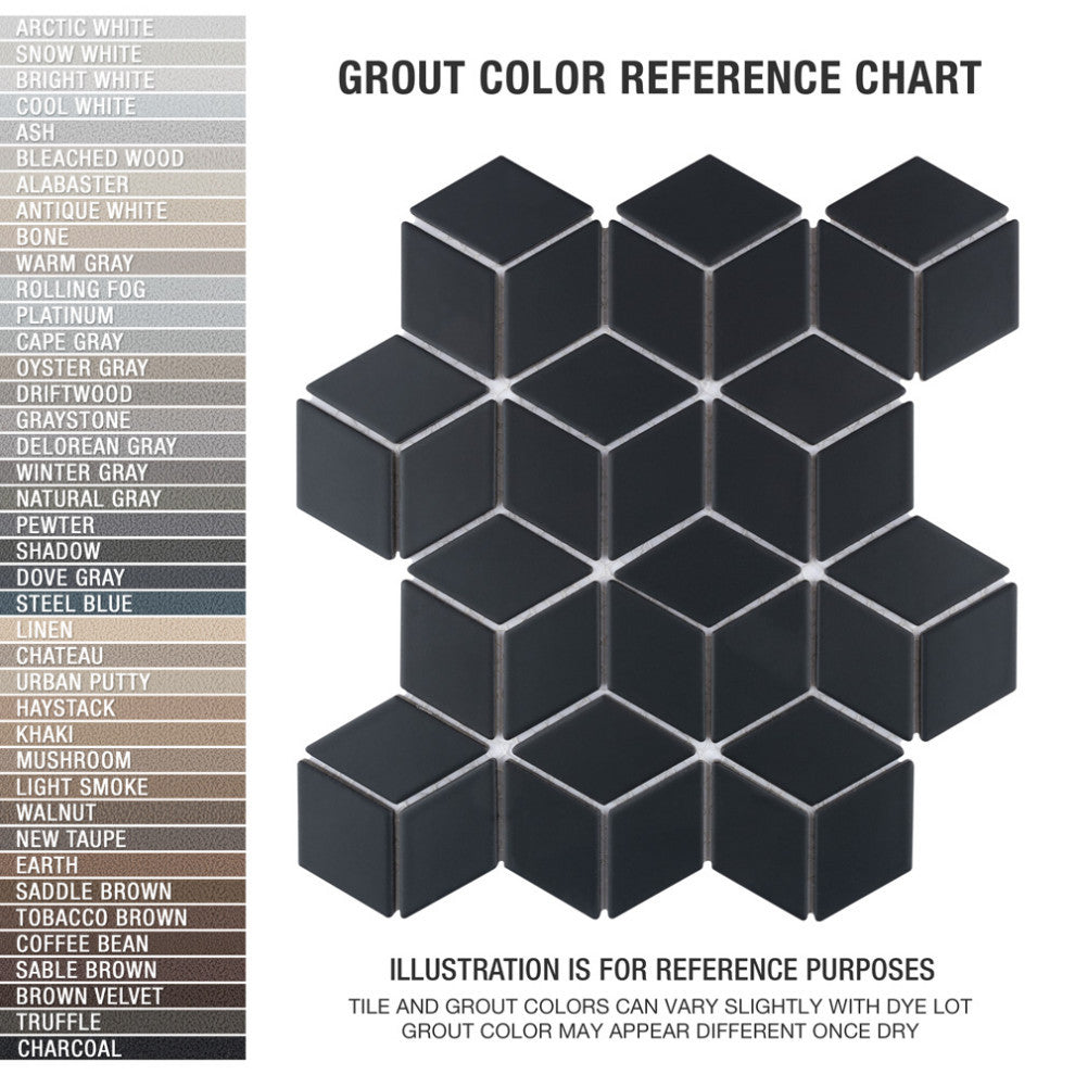 Hudson Rhombus Matte Black Porcelain Floor and Wall Tile