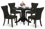 5Pc Small Dining Set - 4 Upholstered Chairs, Table Wood Frame -High Back & Black