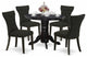 5Pc Small Dining Set - 4 Upholstered Chairs, Table Wood Frame -High Back & Black