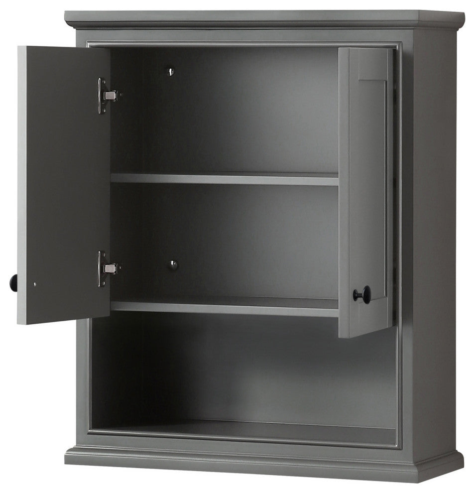 Deborah Over-the-Toilet Wall-Mounted Storage Cabinet, Dark Gray With Black Trim