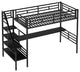 Gewnee Metal Loft Bed Frame with Desk, No Box Spring Needed,Twin,In Black