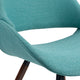 Malden Mid Century Modern Bentwood Dining Chair In Turquoise Blue Woven Fabric
