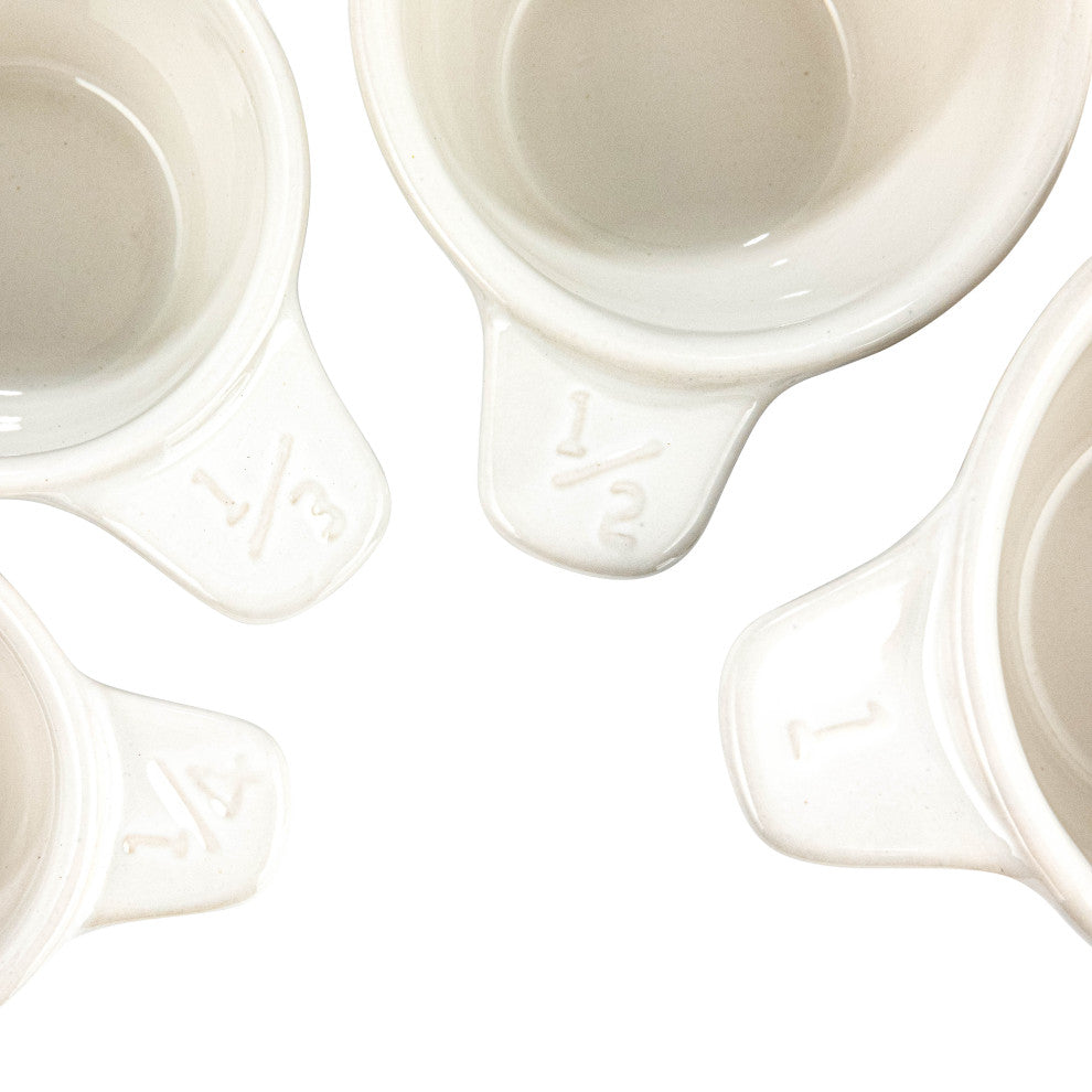 Ceramic Measuring Cups with Polka Dots, Set of 4 Sizes, Black and White