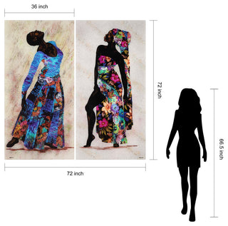 "Her Beauty I and II" Oversized Frameless Reverse Printed Tempered Art Glass Set