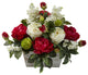 Mixed Floral Arrangement With White Wash Planter