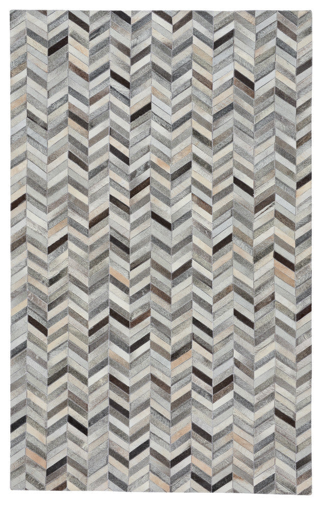 Butte Arrowhead 5''x8'' Handmade Leather Area Rug, Ash Multi