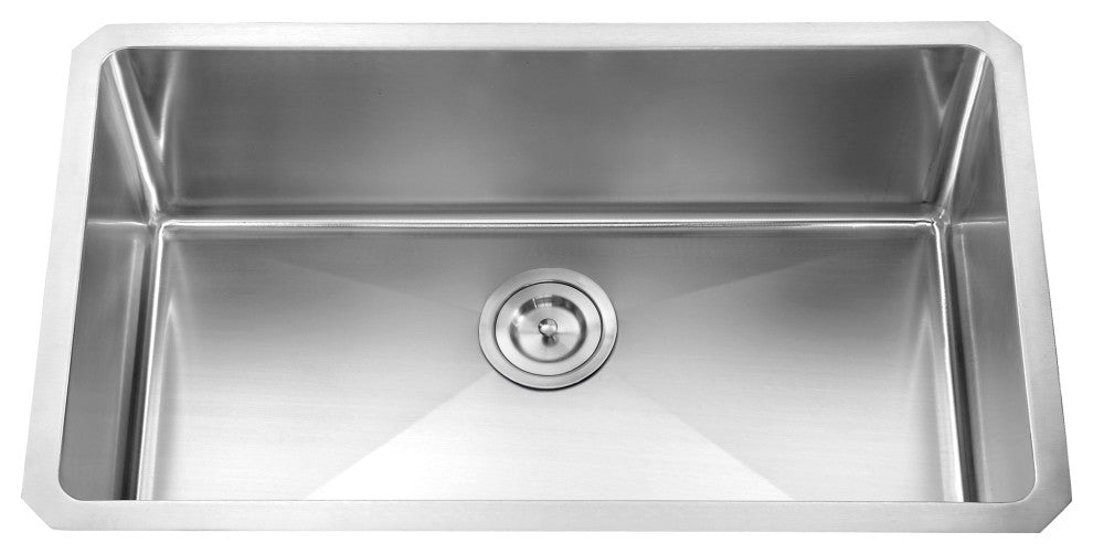 Dowell Undermount Single Bowl Stainless Kitchen Sink - Small Radius, 28w X 16l X 10d