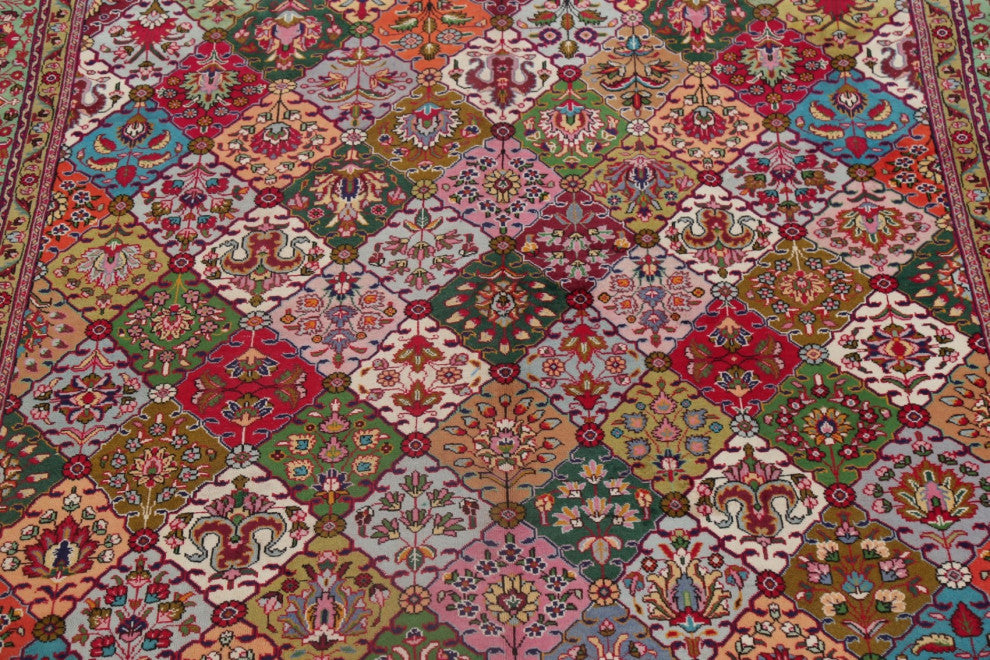 Consigned, Tabriz Traditional Hand-Knotted Patchwork Persian Area Rug, 9x13