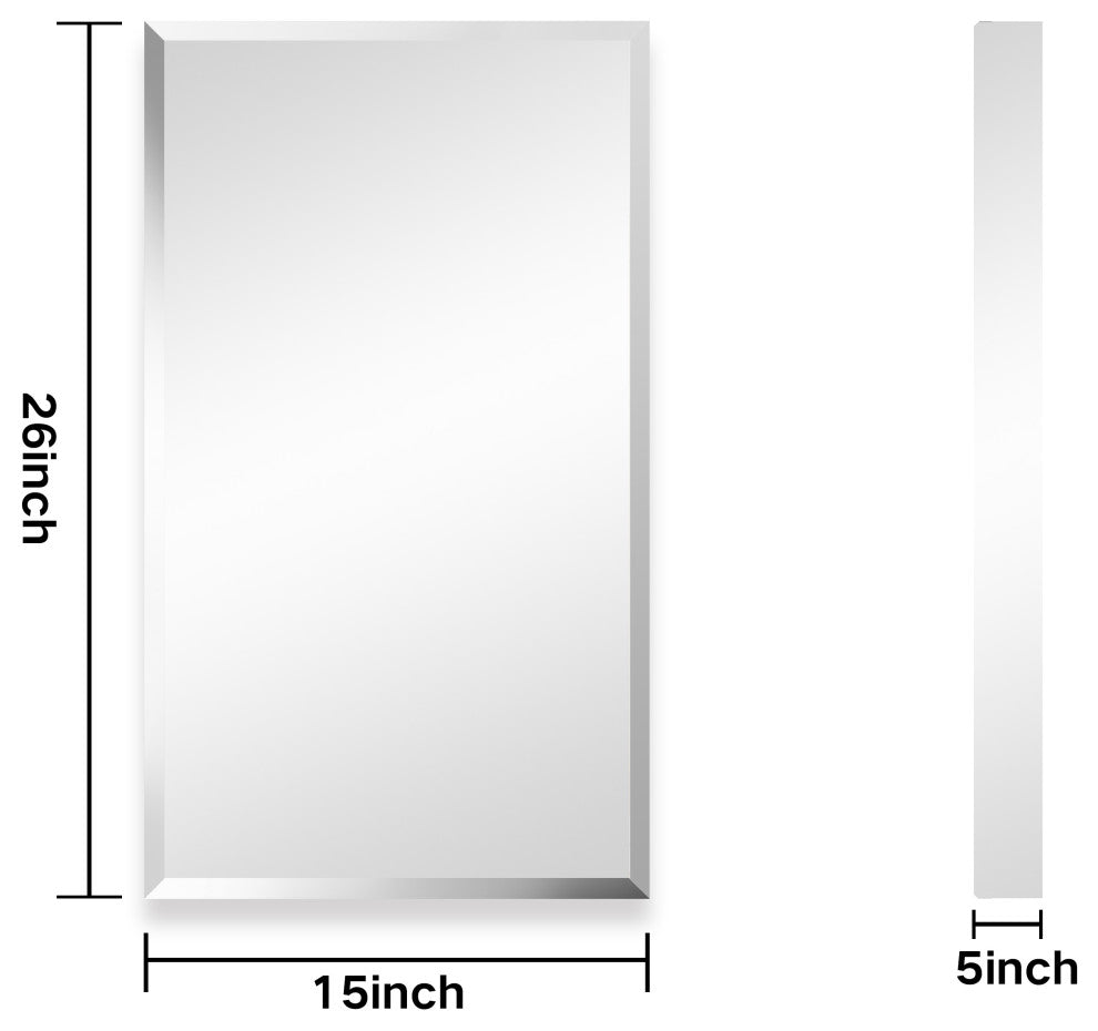 Aurora Recessed or Surface Mount Frameless Aluminum Medicine Cabinet,15x26Inch