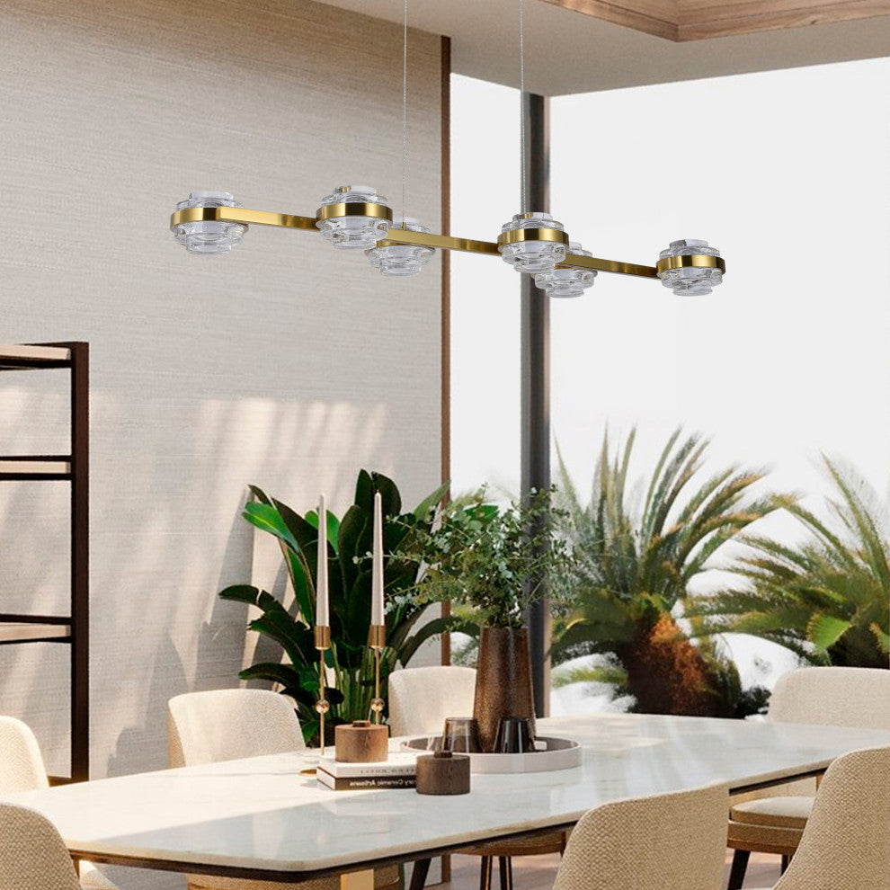 Milano 39" ETL Certified Integrated LED Adjustable Chandelier, Antique Brass