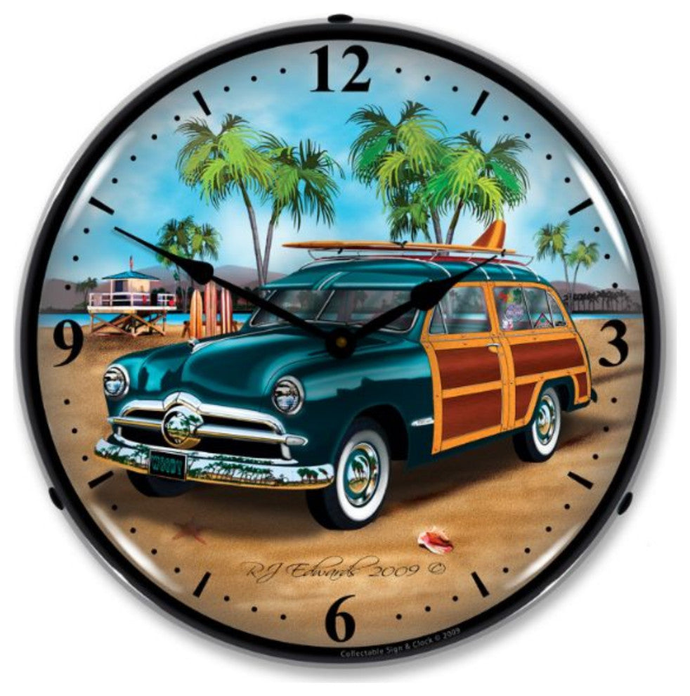 RE904207 Woodys Surfer Wagon Clock