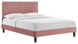 Yasmine Channel Tufted Performance Velvet Twin Platform Bed, Dusty Rose