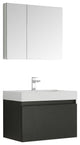 Fresca Mezzo 30" Black Wall Hung Modern Bathroom Vanity With Medicine Cabinet
