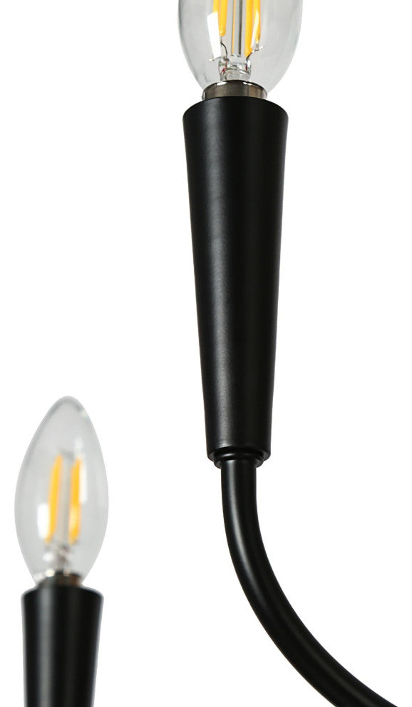 LNC 6-Light Matte Black Candle Modern/Contemporary LED Indoor Chandelier