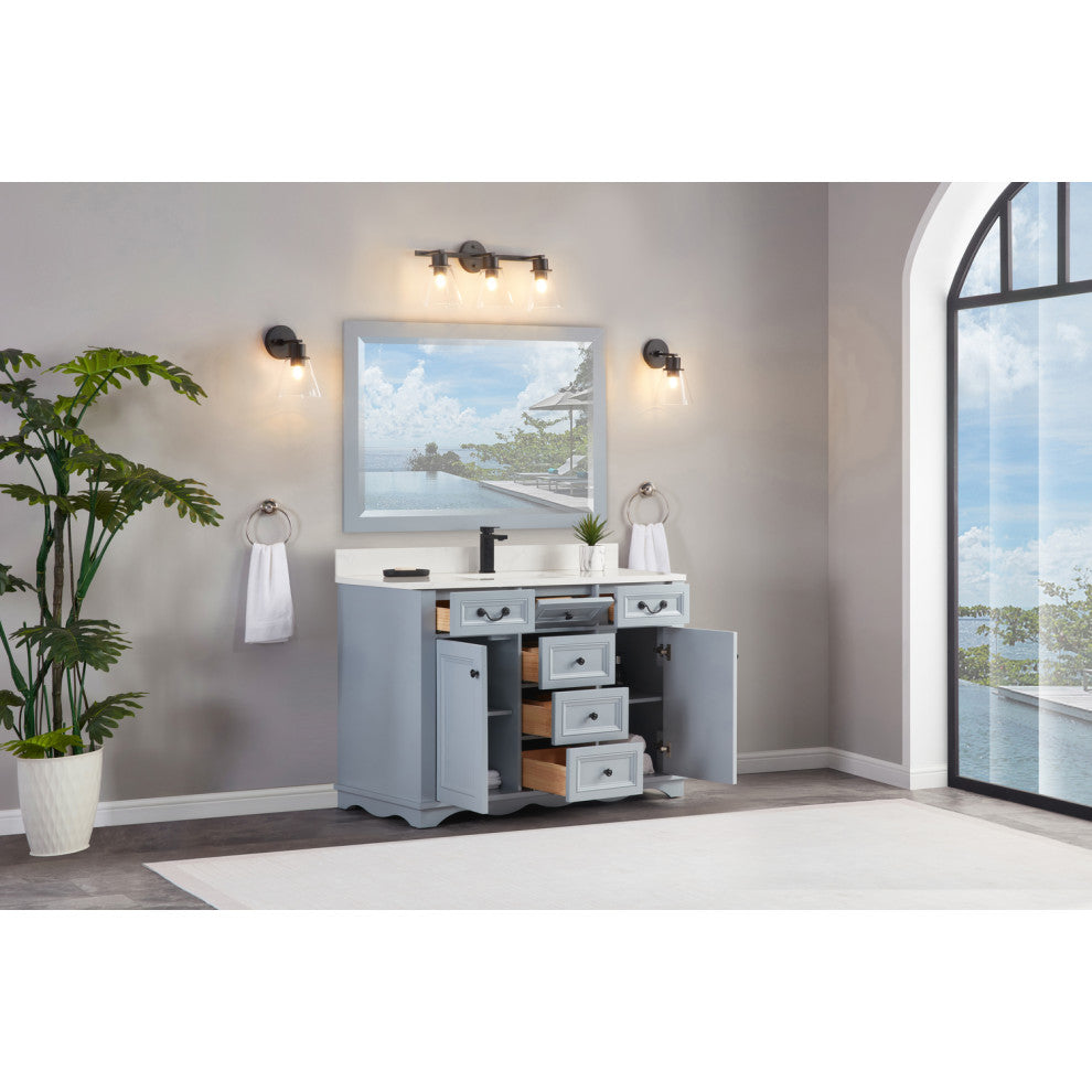 Legion Furniture WS2512 Series Bathroom Sink Vanity, Cadet, 48", Artificial Stone Top, Single Sink