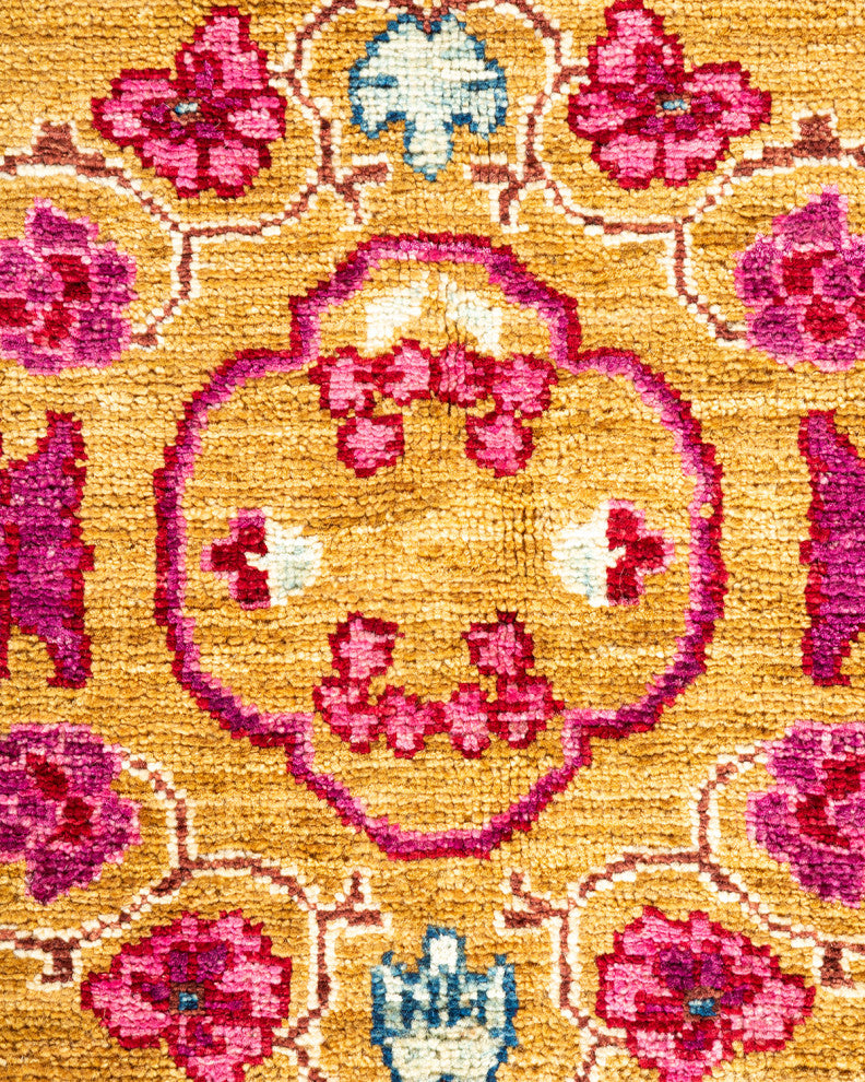 Eclectic, One-of-a-Kind Hand-Knotted Area Rug Yellow, 6' 0" x 8' 10"