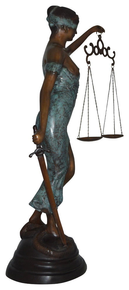 Lady Justice Large Bronze Statue -  Size: 22"L x 13"W x 44"H.