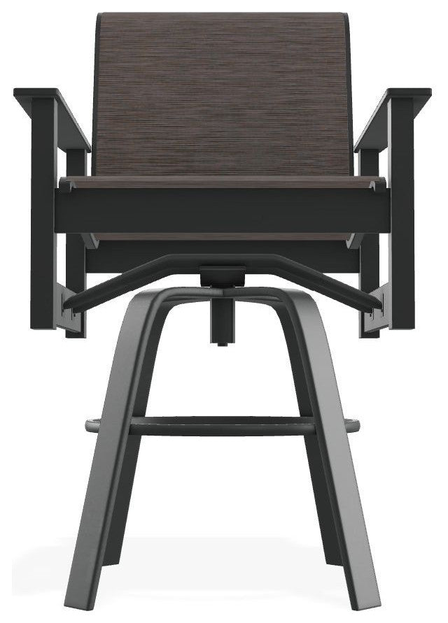 Leeward Sling Bar Height Outdoor Swivel Armchair, James/Graphite