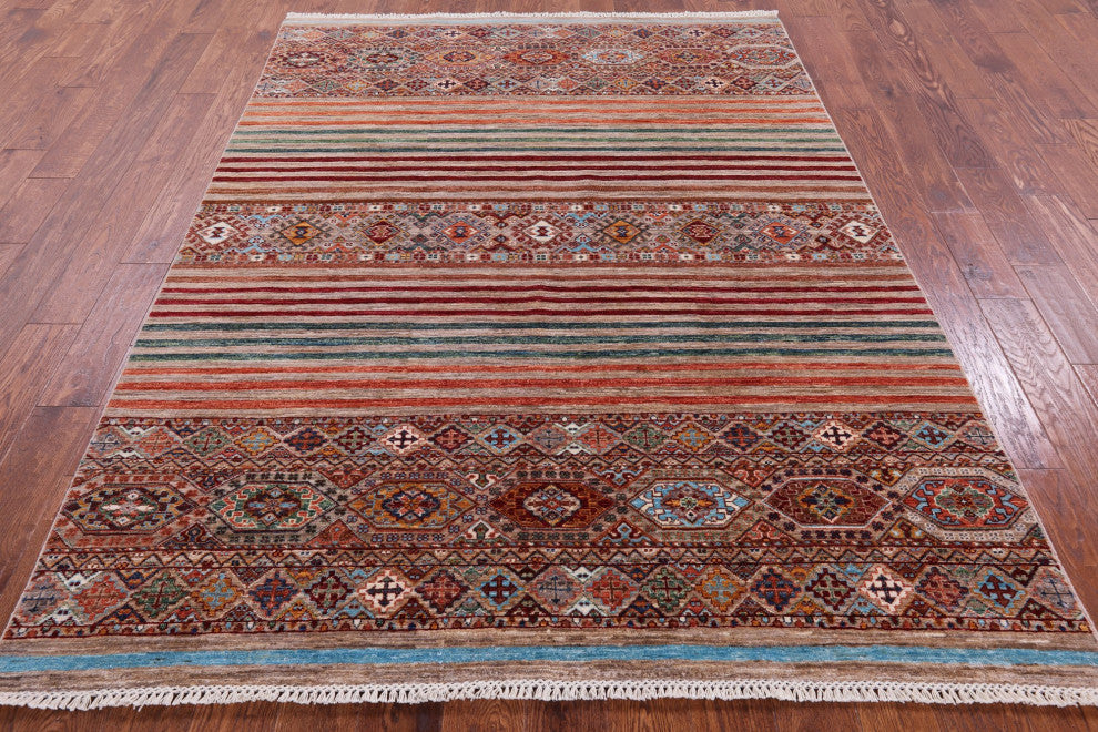 5' 10" X 7' 10" Hand-Knotted Super Kazak Khorjin Wool Rug Q11221