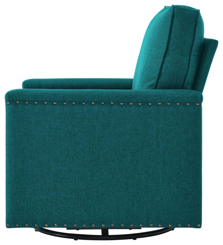 Armchair Accent Swivel Chair, Fabric, Teal Blue, Modern, Lounge Hospitality