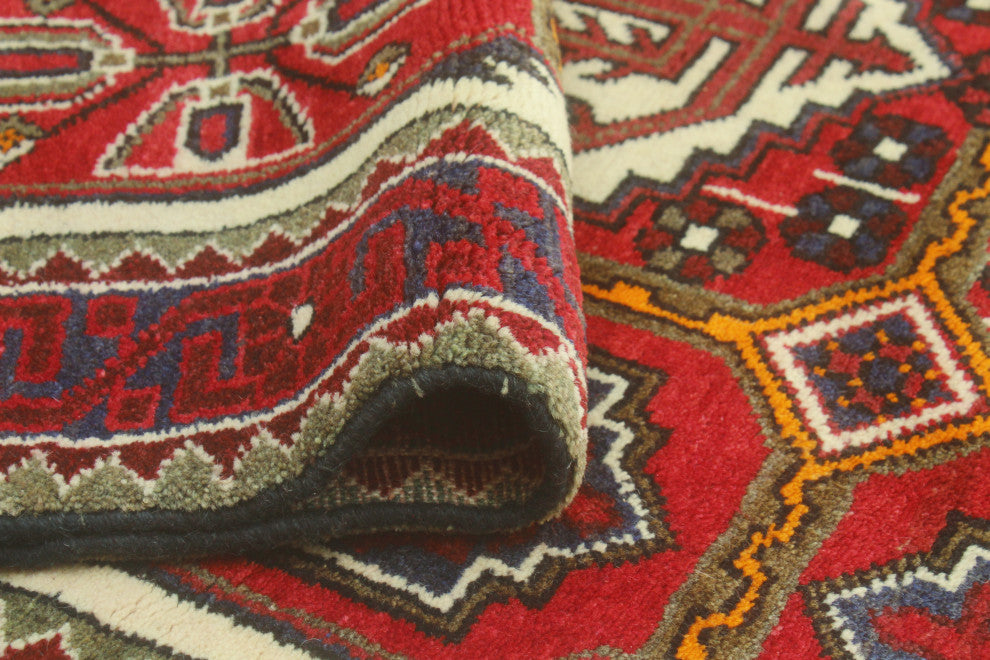 Fine Vintage Distressed Gulshano Red/Ivory Runner, 3'10 x 10'0